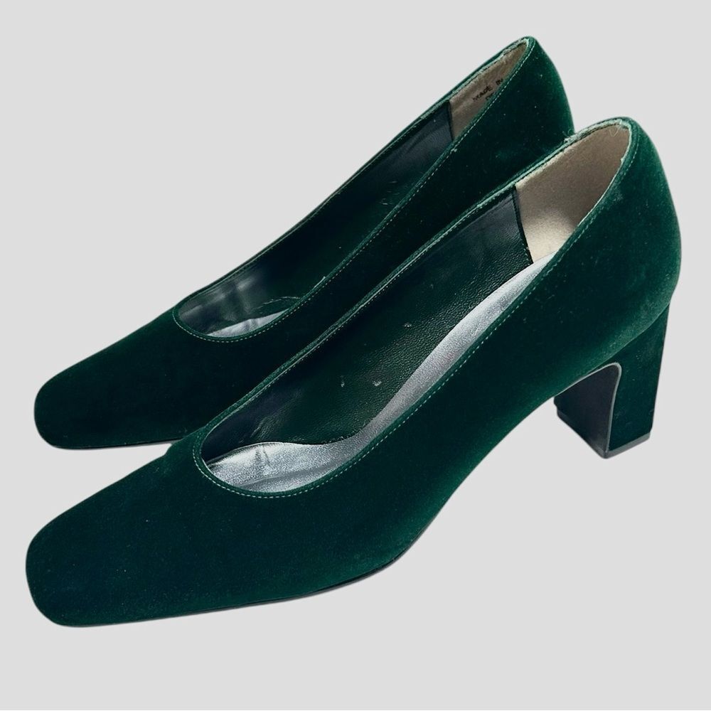 Karen Scott Soft Step Deanna Green Velvet Block Heel Pumps Women’s Size 8M